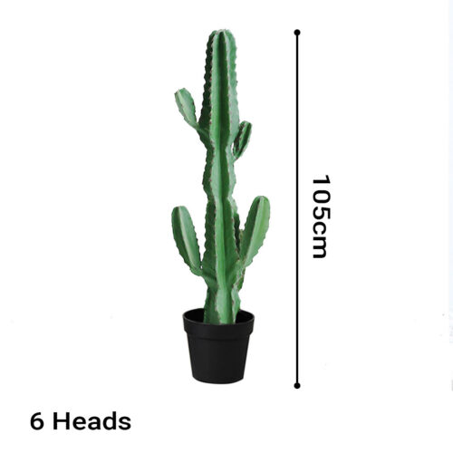4x 105cm Green Artificial Indoor Cactus Tree Fake Plant Simulation Decorative 6 Heads - Image 2