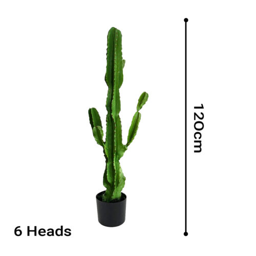 4x 120cm Green Artificial Indoor Cactus Tree Fake Plant Simulation Decorative 6 Heads - Image 2