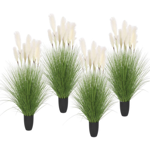 4x 110cm Artificial Indoor Potted Reed Bulrush Grass Tree Fake Plant Simulation Decorative