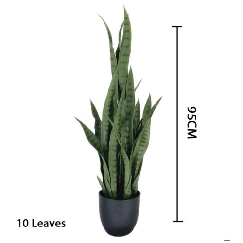 4x 95cm Sansevieria Snake Artificial Plants with Black Plastic Planter Greenery Decor - Image 2