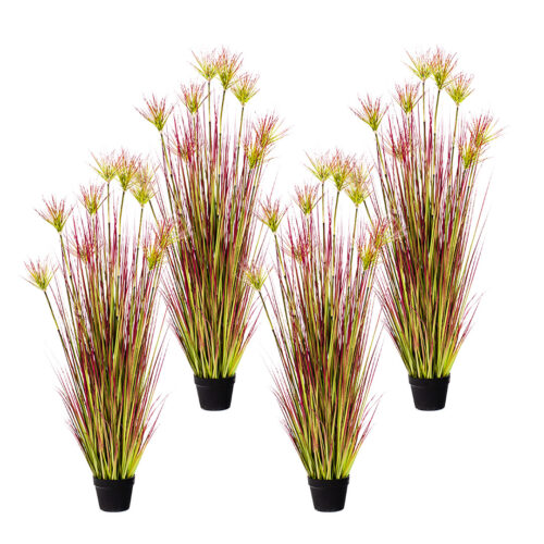4x 150cm Purple-Red Artificial Indoor Potted Papyrus Plant Tree Fake Simulation Decorative