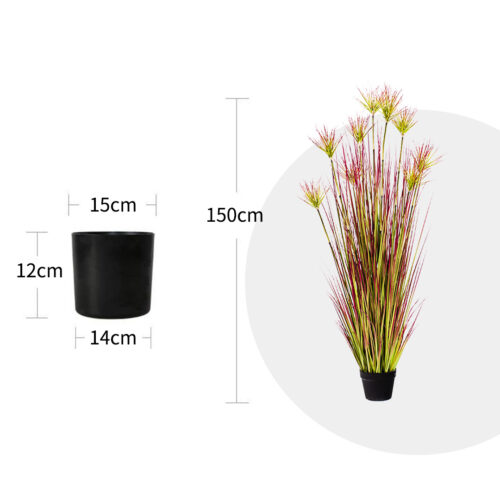4x 150cm Purple-Red Artificial Indoor Potted Papyrus Plant Tree Fake Simulation Decorative - Image 2