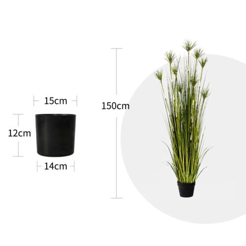 4x 150cm Cyperus Papyrus Plant Tree Artificial Green Grass Home Or Office Indoor Greenery Accent - Image 2
