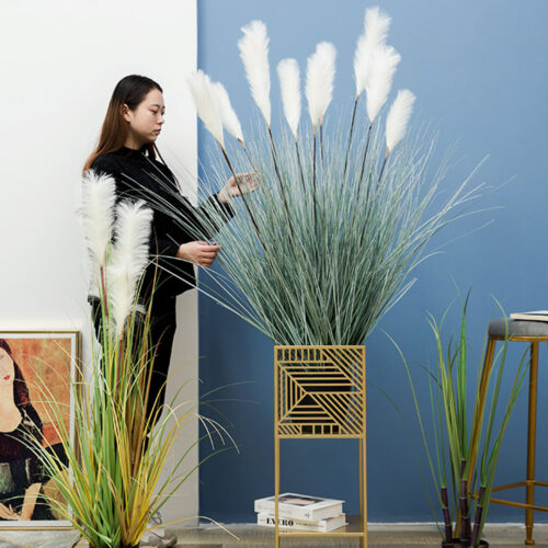 4x 137cm Potted Tall Silk Fake Pampas Grass Artificial Plants Reed Greenery Flowers Decor - Image 6