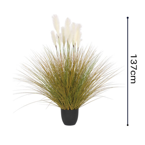 4x 137cm Artificial Indoor Potted Reed Bulrush Grass Tree Fake Plant Simulation Decorative - Image 2