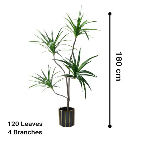 4x 180cm Realistic Artificial Dracaena Rubberised Silk Cloth Iron Wire Decor - Image 2