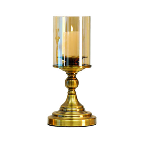 33.5cm Gold Nordic Deluxe Candlestick Candle Holder Stand Pillar Glass /Iron