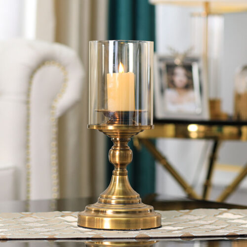 33.5cm Gold Nordic Deluxe Candlestick Candle Holder Stand Pillar Glass /Iron - Image 4