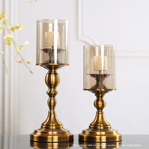 33.5cm Gold Nordic Deluxe Candlestick Candle Holder Stand Pillar Glass /Iron - Image 5