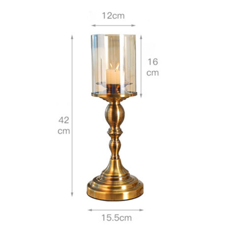 42cm Gold Nordic Deluxe Candlestick Candle Holder Stand Pillar Glass /Iron - Image 2