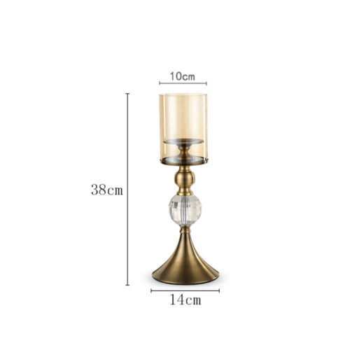 38cm Glass Candle Holder Candle Stand Glass/Metal - Image 2