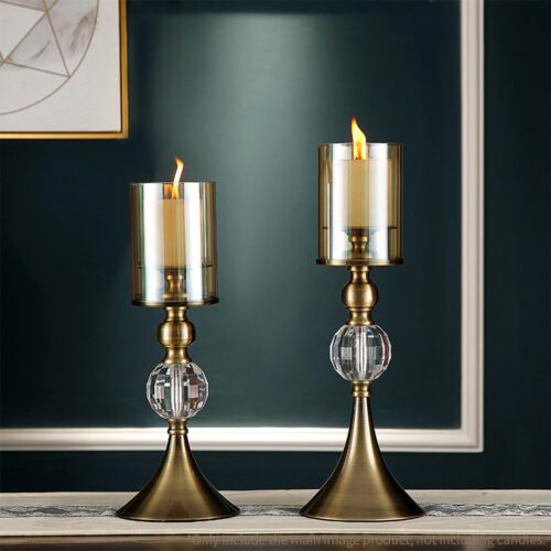38cm Glass Candle Holder Candle Stand Glass/Metal - Image 8