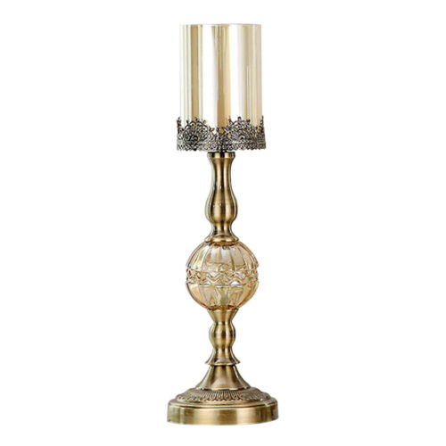 47cm Glass Candle Holder Candle Stand Glass/Metal