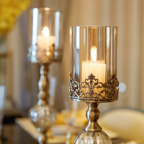 47cm Glass Candle Holder Candle Stand Glass/Metal - Image 4