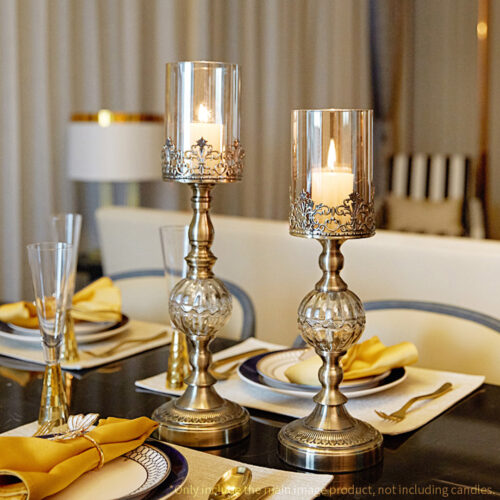 47cm Glass Candle Holder Candle Stand Glass/Metal - Image 5