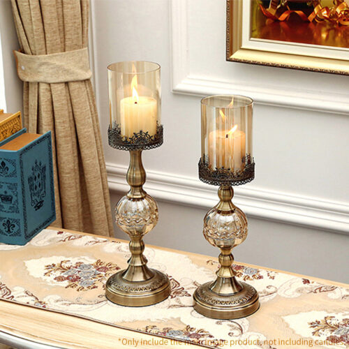 47cm Glass Candle Holder Candle Stand Glass/Metal - Image 7