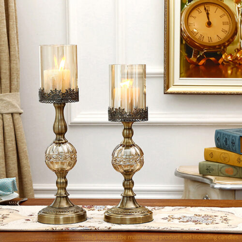 47cm Glass Candle Holder Candle Stand Glass/Metal - Image 8