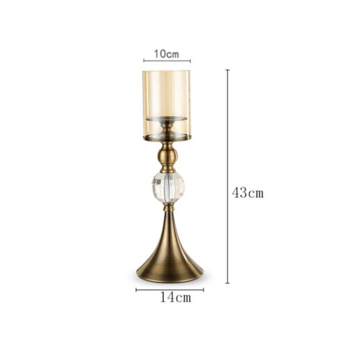 43cm Glass Candle Holder Candle Stand Glass/Metal - Image 2
