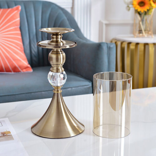 43cm Glass Candle Holder Candle Stand Glass/Metal - Image 4