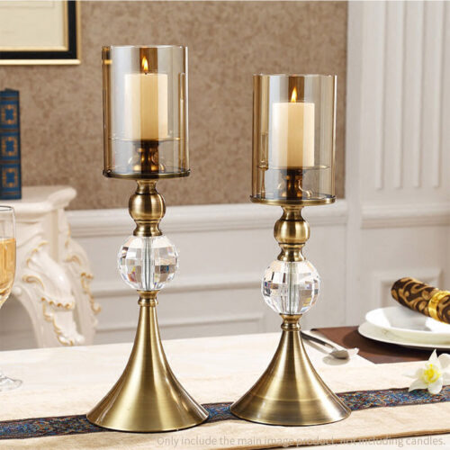 43cm Glass Candle Holder Candle Stand Glass/Metal - Image 5