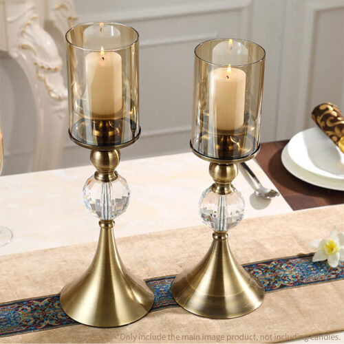 43cm Glass Candle Holder Candle Stand Glass/Metal - Image 6