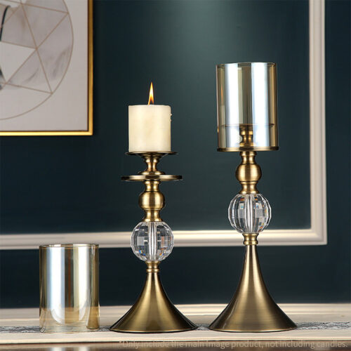 43cm Glass Candle Holder Candle Stand Glass/Metal - Image 7
