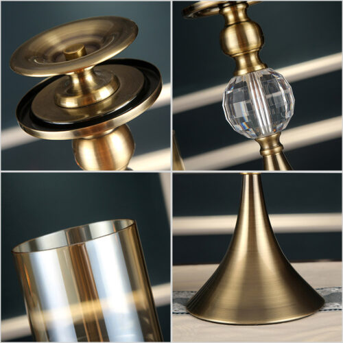 43cm Glass Candle Holder Candle Stand Glass/Metal - Image 9