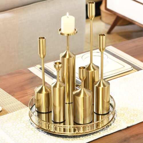 6pcs Gold Iron Taper Luxury Candlestick Candle Holder Stand Pillar - Image 4