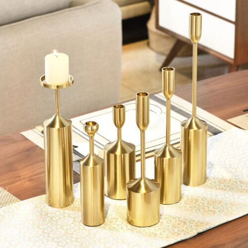 6pcs Gold Iron Taper Luxury Candlestick Candle Holder Stand Pillar - Image 6