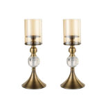 2x 38cm Glass Candle Holder Candle Stand Glass/Metal