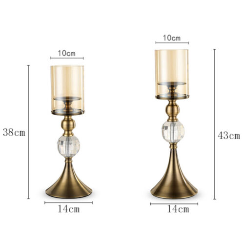 43cm 38cm Glass Candle Holder Candle Stand Glass/Metal - Image 2