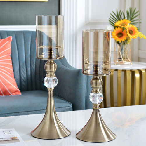 43cm 38cm Glass Candle Holder Candle Stand Glass/Metal - Image 3