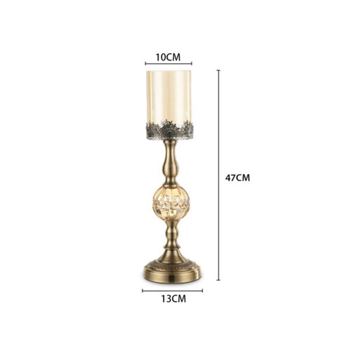 2x 47cm Glass Candle Holder Candle Stand Glass/Metal - Image 6