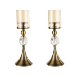 2x 43cm Glass Candle Holder Candle Stand Glass/Metal