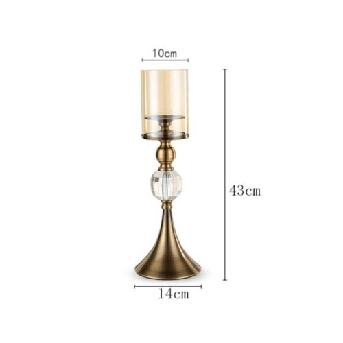 2x 43cm Glass Candle Holder Candle Stand Glass/Metal - Image 2
