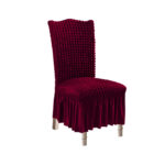 Burgundy Chair Cover Seat Protector with Ruffle Skirt Stretch Slipcover Wedding Party Decor