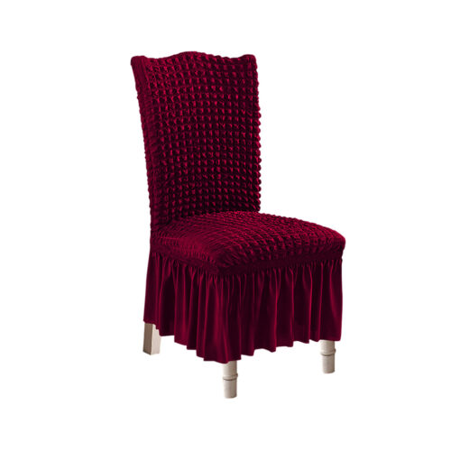 Burgundy Chair Cover Seat Protector with Ruffle Skirt Stretch Slipcover Wedding Party Decor