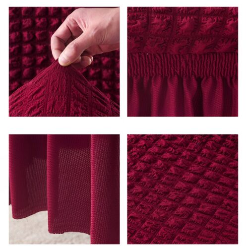 Burgundy Chair Cover Seat Protector with Ruffle Skirt Stretch Slipcover Wedding Party Decor - Image 5