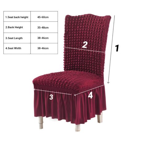 Burgundy Chair Cover Seat Protector with Ruffle Skirt Stretch Slipcover Wedding Party Decor - Image 6