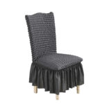 Dark Grey Chair Cover Seat Protector with Ruffle Skirt Stretch Slipcover Wedding Party Decor