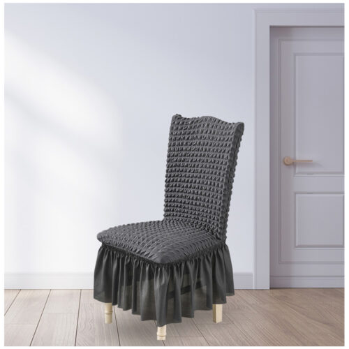 Dark Grey Chair Cover Seat Protector with Ruffle Skirt Stretch Slipcover Wedding Party Decor - Image 3