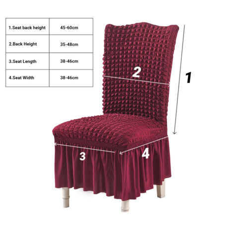 2x Burgundy Chair Cover Seat Protector with Ruffle Skirt Stretch Slipcover Wedding Party Decor - Image 6