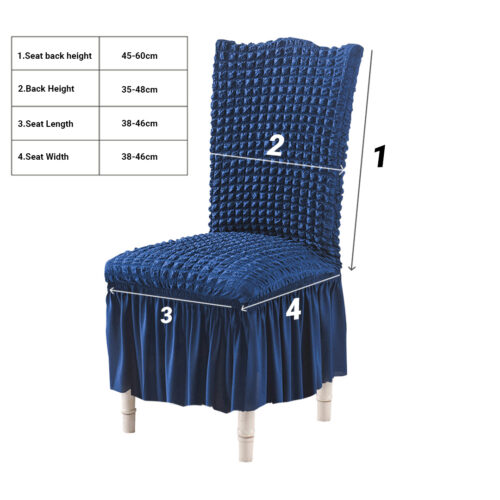 2x Blue Chair Cover Seat Protector with Ruffle Skirt Stretch Slipcover Wedding Party Decor - Image 6