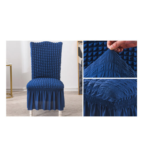 2x Blue Chair Cover Seat Protector with Ruffle Skirt Stretch Slipcover Wedding Party Decor - Image 8