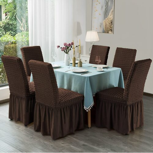 SOG 2x Coffee Chair Cover Seat Protector with Ruffle Skirt Stretch Slipcover Wedding Party Decor - Image 7