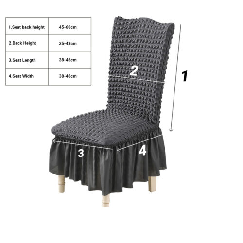 2x Dark Grey Chair Cover Seat Protector with Ruffle Skirt Stretch Slipcover Wedding Party Decor - Image 5