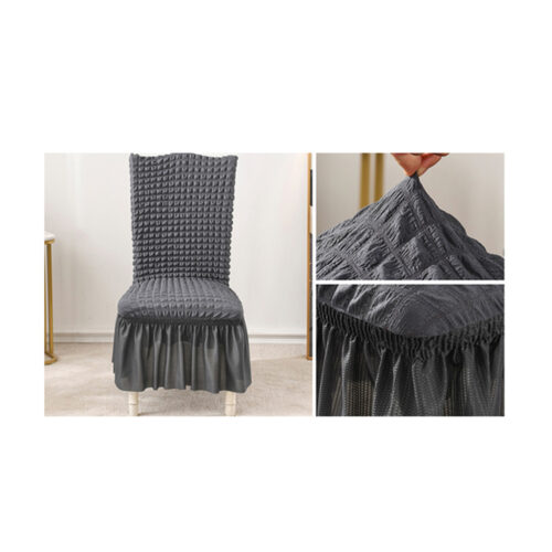 2x Dark Grey Chair Cover Seat Protector with Ruffle Skirt Stretch Slipcover Wedding Party Decor - Image 6