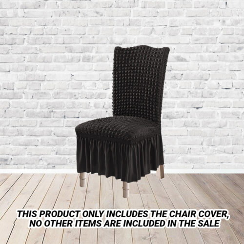 2x Black Chair Cover Seat Protector with Ruffle Skirt Stretch Slipcover Wedding Party Decor - Image 2
