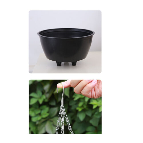 Red Small Hanging Resin Flower Pot Self Watering Basket Planter Outdoor Garden Decor - Image 2