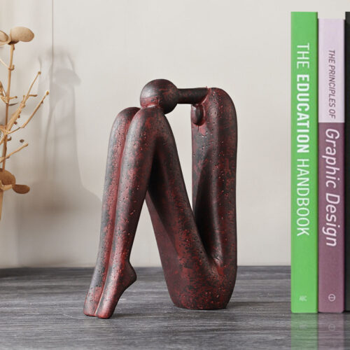 13x20cm Ornament Modern Stickman Art Sculpture Minimalist Resin Statue Round Head Bookend - Image 2